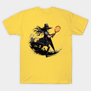 Gothic Witch Tennis - Halloween Design T-Shirt